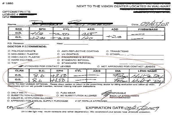 prescription contact lenses